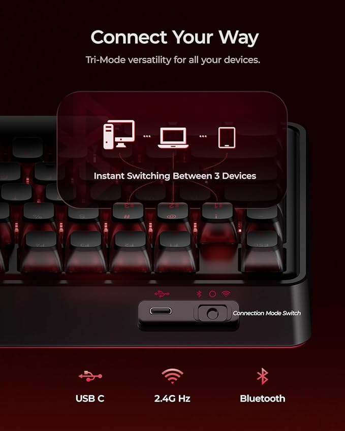 Cherry x PIXIU 98 8KHz Esports Gaming Mechanical Keyboard, 8000Hz Polling, MX2A Red Switches, Tri-Mode Bluetooth/2.4G/USB-C Wired, Hot-Swap Gasket Custom Keyboard with Knob, PBT, RGB Backlit