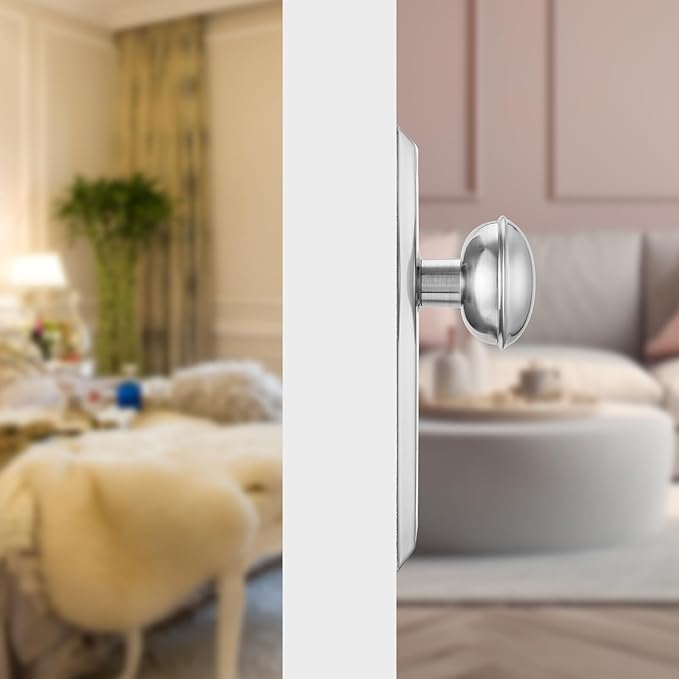 2 Pack Vintage Single Sided Dummy Door Knobs Interior, Antique Long Plate Dummy Door Knobs in Brushed Nickel