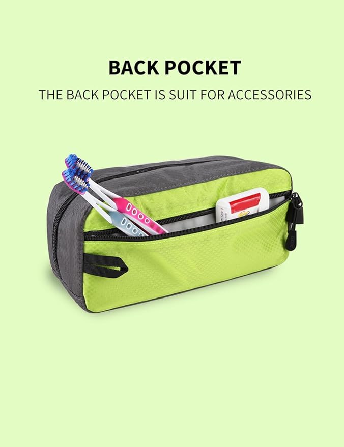 GOX Premium Toiletry Bag, Dopp Kit Case For Travel, Multifunction Organizer Pouch (Green/Grey)