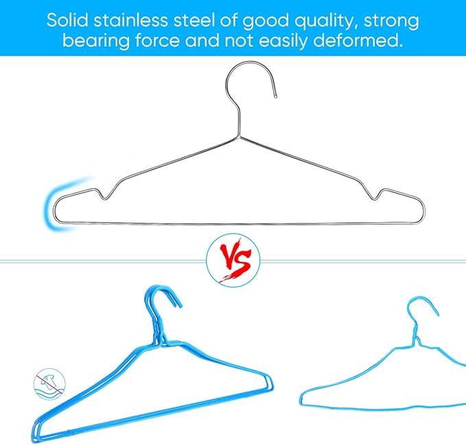 Fayleeko Wire Hangers 10 Pack Coat Hangers Strong Heavy Duty Stainless Steel Metal Hangers 16.5 Inch Ultra Thin Space Saving Clothes Hangers