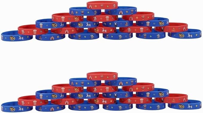 Cleverplay 24 Pack Circus Wristbands Bracelets, Birthday Decoration Carnival Circus Party Favors for Kids