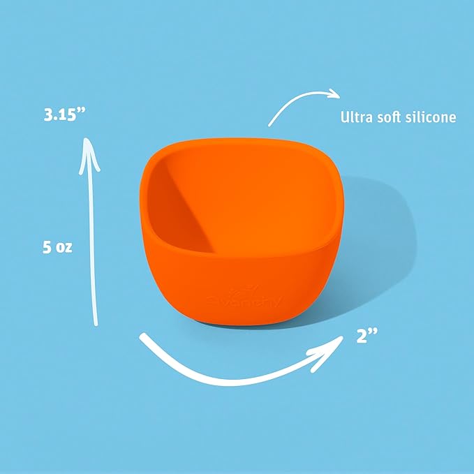 Avanchy Baby Bowls Silicone MINI Prep Bowl Set for Babies Kids Toddler for Feeding Food 4 oz, Orange
