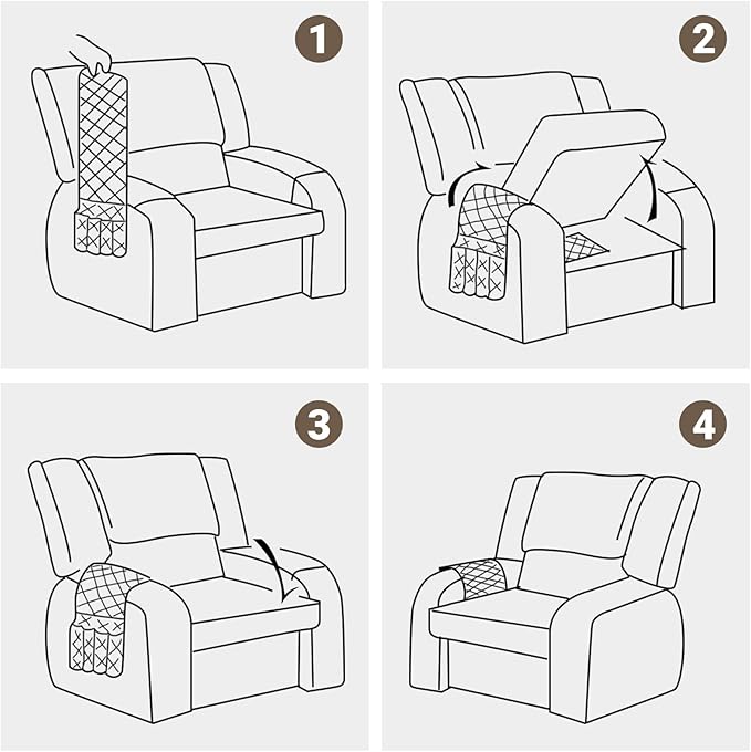 Armchair Caddy & Remote Control Holder for Couch & Recliner | Non-Slip Armrest Organizer with 6 Pockets for TV Remote, Phone, Tablet, Magazine & More, 19 x 35 Inches, Beige