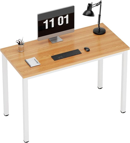 Need Computer Desk 39.4 inches Computer Table Writing Desk Workstation Office Desk, Teak White