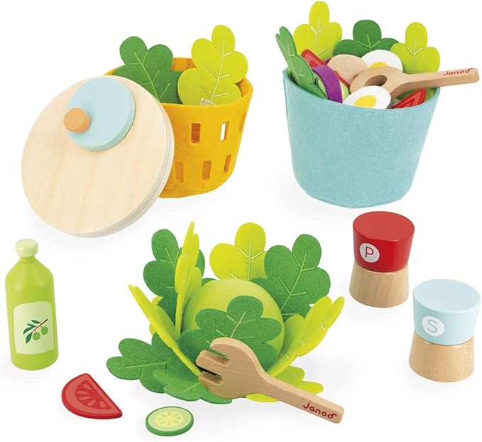 Janod - My Mixed Salad - 33 Piece Pretend Play Kitchen Set - 3 Years + J06595