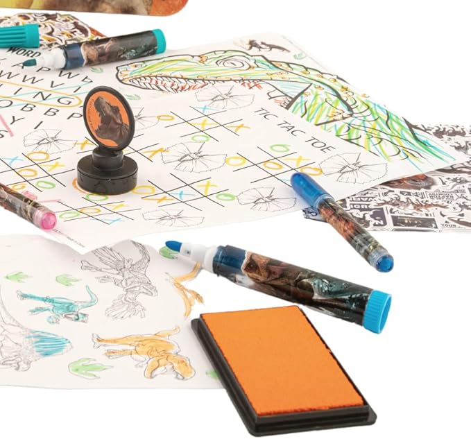 Innovative Designs Jurassic World Deluxe Activity Set for Kids with Carrying Tin, Coloring Sheets, Stickers, & Art Supplies, 500+ Pieces