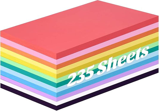 3 otters 235 Sheets Colored Cardstock Paper Bulk, 150GSM Construction Paper Assorted Colors, Kids School Supplies