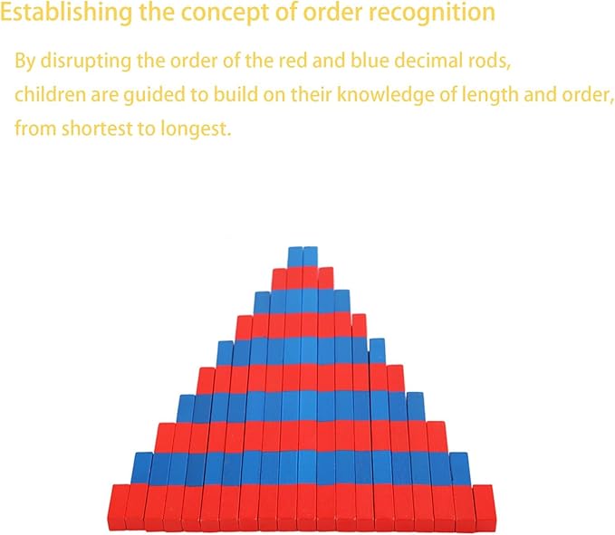 Jerliflyer Montessori Numerical Rods, Small Number Cuisenaire Rods,Wood Red Long Sticks Family Version Math Number Rods,Kid Education