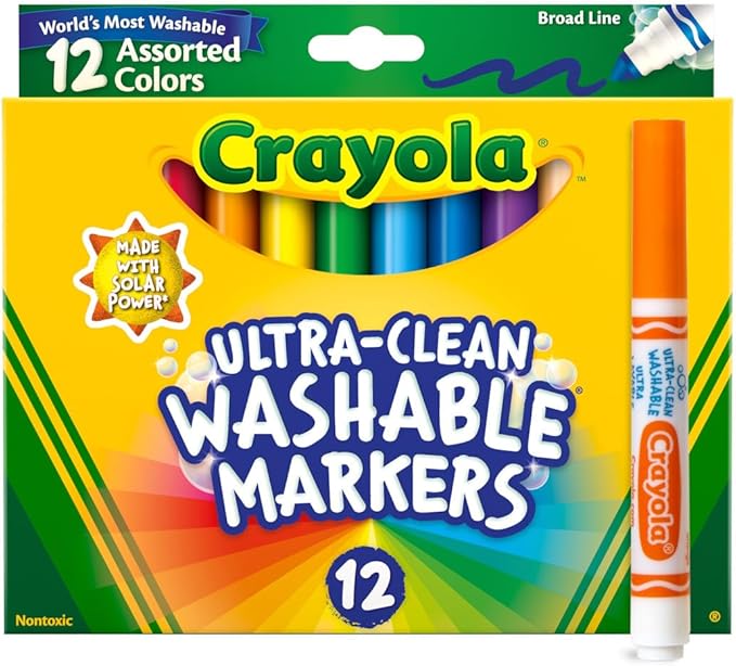 Crayola Broad Line Markers (12ct), Washable Markers for Kids, Arts & Crafts Supplies, Coloring Markers, Gifts for Kids & Toddlers, 3+