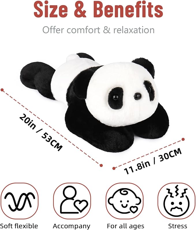 Niuniu Daddy 20" | 3.3 Pound Panda Weighted Stuffed Animals Plush Toys, Large Pillowfort Plush Animals for Kids Adults, Heavy Beads Big Body Pillow for Presents Birthday Christmas Holiday