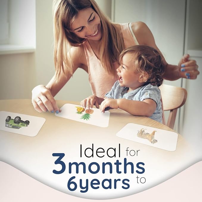 hungry brain Flash Cards for Toddlers, 24 Domestic Animals Flashcards, Double-Sided, Montessori, Educational, Kindergarten - Preschool Learning Activities, Gifts for Kids, 1, 2, 3, 4 Years Babies