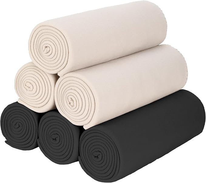 Special SG Glory Fleece Throw Blankets Bulk Fleece Blankets Solid Wholesale Lightweight Warm Soft for Pet Bed Sofa Couch Office Wedding Gifts Travel Seasons Beige and Black 50x60 Inches Pack of 6