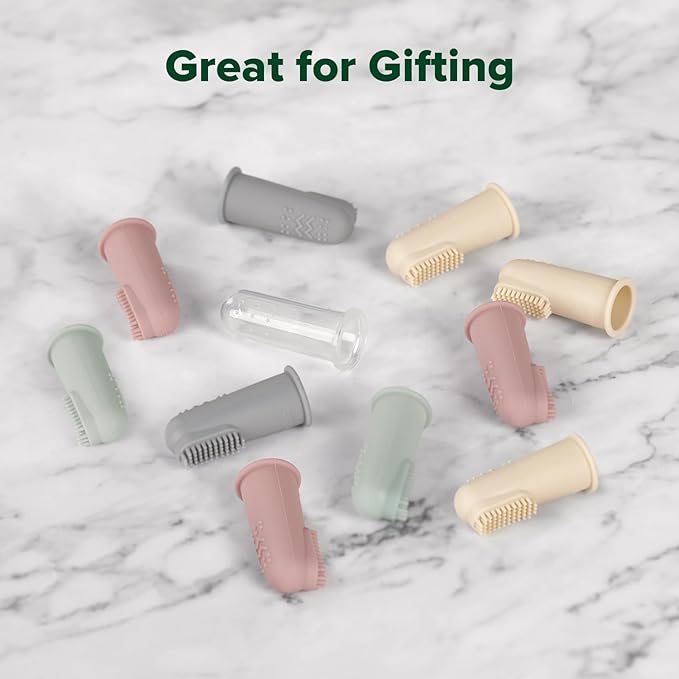 haakaa Silicone Baby Finger Toothbrush Set, Baby’s First Toothbrush with Case, Soft Bristle Toothbrush for Infant Oral Care, 3 Months +