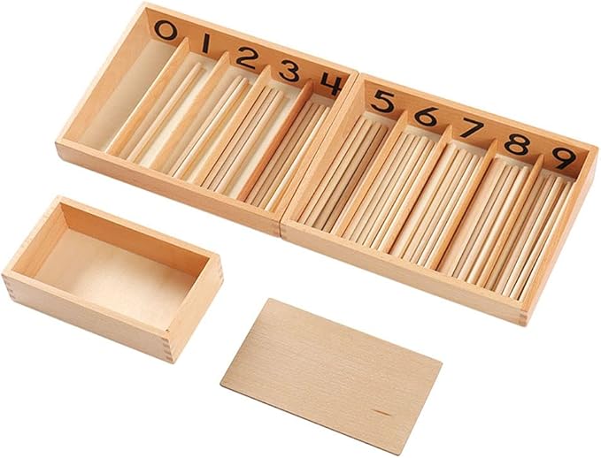 Kghios Montessori Spindle Box with 45 Spindles Montessori Math Toys Material for Toddlers Kids 3 Years Old
