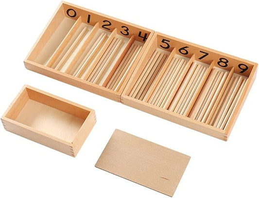 Kghios Montessori Spindle Box with 45 Spindles Montessori Math Toys Material for Toddlers Kids 3 Years Old