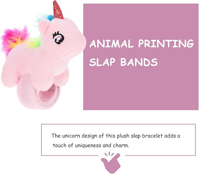 ibasenice Animal Slap Bracelet Party Pack - 6 Colorful Plush Unicorn Slap Wrist Bands for Kids, Perfect for Birthdays, Favors, and Holiday Celebrations