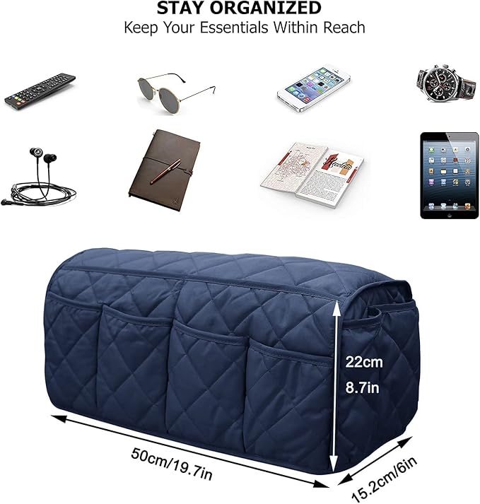 Armchair Caddy,Non Slip Sofa Armrest Organizer, Couch Armrest Remote Control Holder,Waterproof Recliner Arm Caddy with 14 Pockets for Cell Phone TV Remote Control