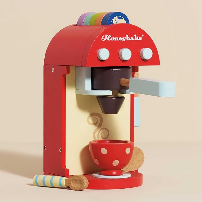 Le Toy Van - Honeybake Premium Wooden Cafe Machine Set - Pretend Kitchen and Cafe Play Toy Set | Kids Role Play Toy Kitchen Accessories (TV299), Small