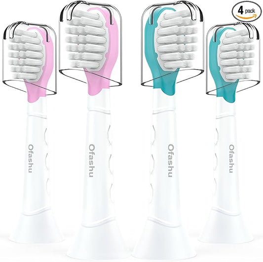Kids Toothbrush Heads for Sonicare: Sonic Electric Replacement Brush Compatible with Phillips 6032/94 6321 6340 6042 6320 Mini Compact Head for Child 3-7, Pink Girl Green Boy 4 Pack