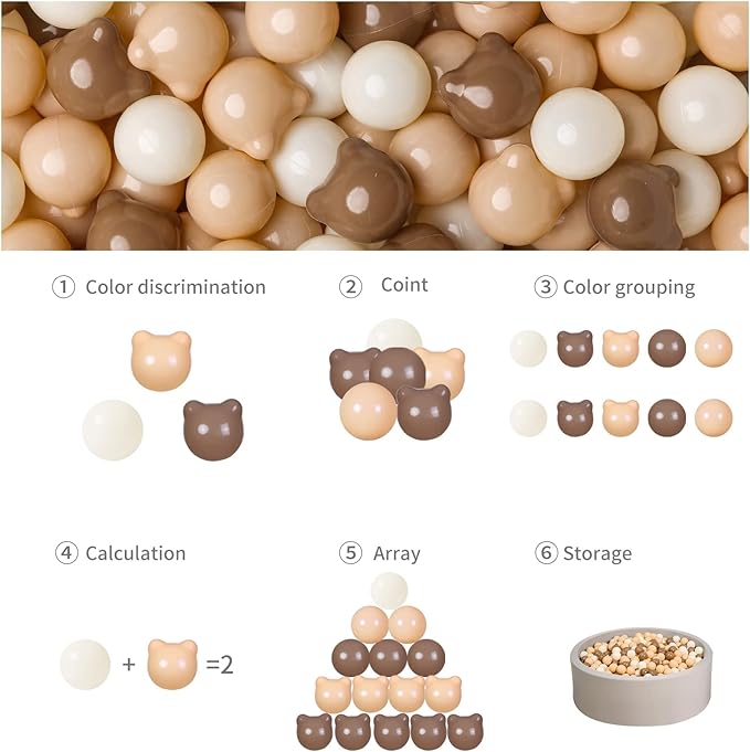 GOGOSO Bear Ball Pit Balls Shapes BPA Free Plastic Play Balls Crush Proof Kids Toddlers Baby Pastel Pelotas Toy Shaped Giant Friendship Bracelet