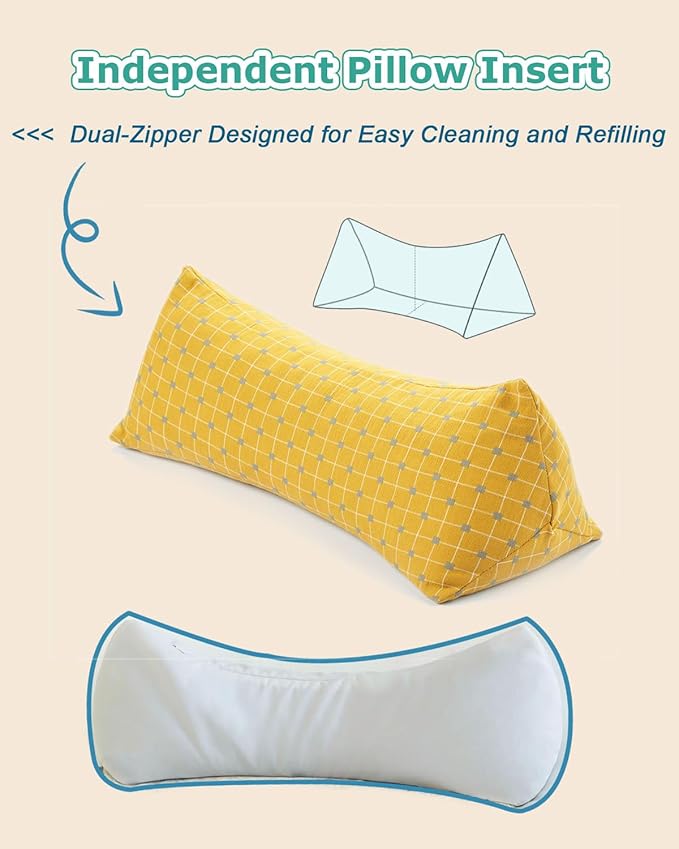 Buckwheat Neck Roll Pillow, Buckwheat Hull Cervical Support Pillow for Back Sleepers for Recliner Travel, Adjustable Firmness Ergonomic Curved Groove Contour for Sleeping, Yellow 6 * 15 inch