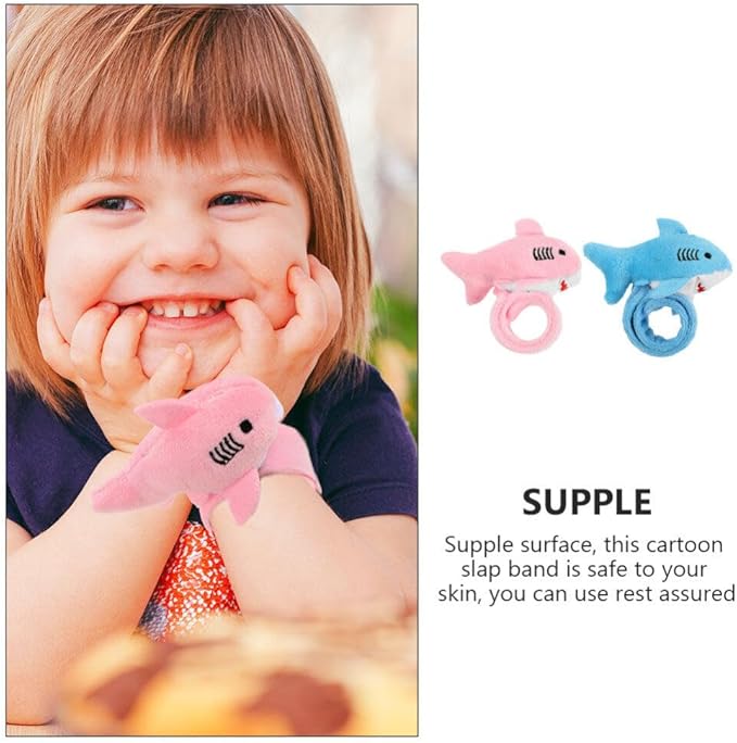 Abaodam 2pcs Shark Slap Bracelet Animal Slap Bracelets Plush Stuffed Animal Hugger Snap Wrist Band for Kids Birthday Party