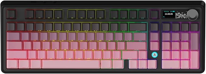NACODEX Ajazz AK980 Pink Gaming Machanical Keyboard Gift Switch Full Size RGB Gasket Mount Triple Modes Custom Keyboard with Five Layer Pad | Knob Control