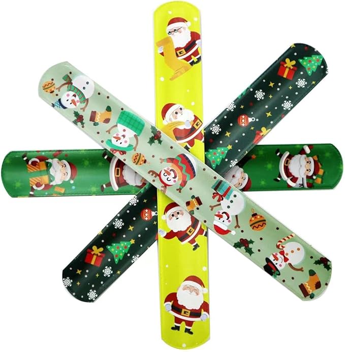 45Pcs Christmas Slap Bracelets for Kids Christmas Slap Bracelets Bulk for Boys and Girls holiday Slap Bracelet Party Supplies Favors Classroom Prizes Exchanging Gifts