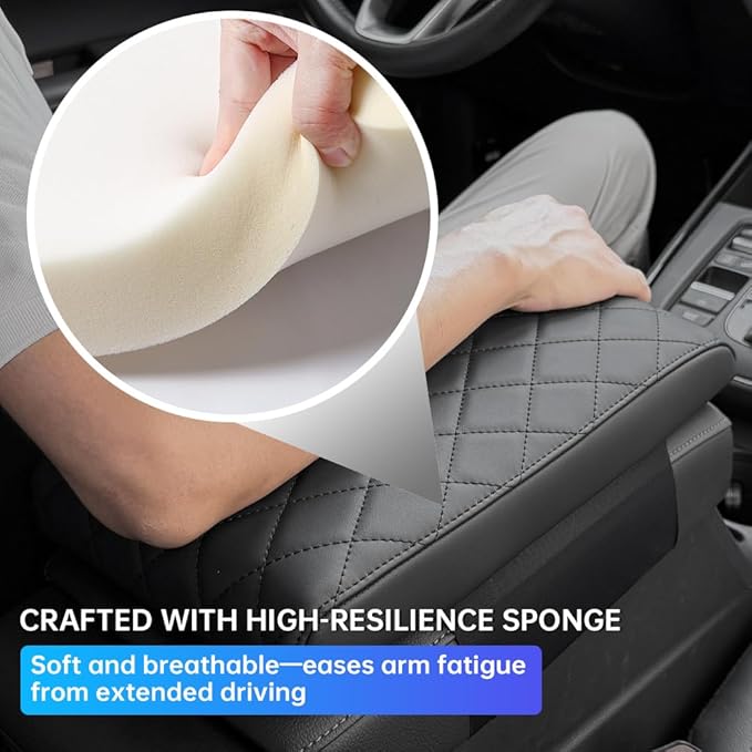 POKSRI Car Center Console Cover pad for Honda CR-V(2023-2026). Arm Fatigue Relief, armrest Cushion Protect Original Leather from pet Claws, Waterproof Leather&Sponge, Interior Accessories, Black.