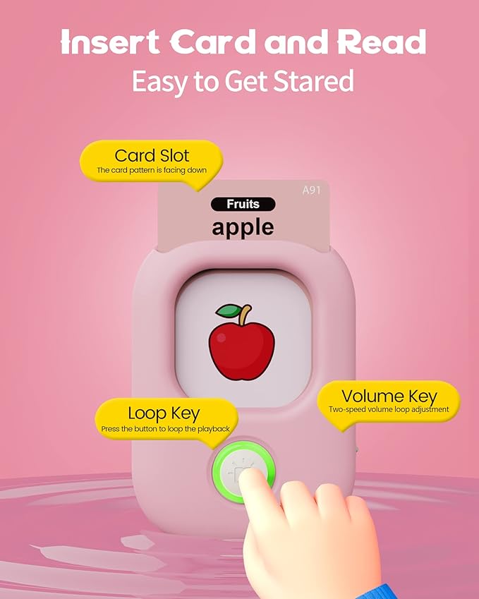 Toddler Toys for Girls 2-5 Years Old Gifts, Speech Autism Therapy Toys, Talking Flash Cards with 448 Sight Words, Learning Educational Montessori Sensory Toys for Autism Toddlers(Pink)