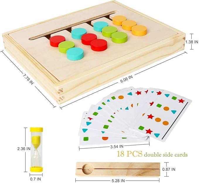 Montessori Learning Toys Slide Puzzle Color & Shape Matching Brain Teasers Logic Game Preschool Educational Wooden Toys for Kids Boys Girls Age 3 4 5 6 7 Years Old Airplane Travel Toys Birthday Gifts