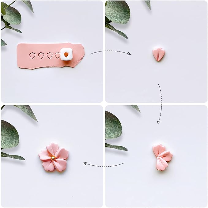 Keoker Mini Polymer Clay Cutters - 15 Shapes Mini Flower Polymer Clay Cutters for Earrings Making, Leaf Clay Earring Cutter Set, Clay Cutters for Polymer Clay Jewelry