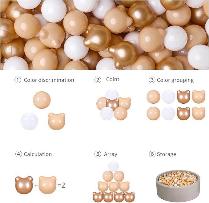 GOGOSO Bear Ball Pit Balls Shapes BPA Free Plastic Play Balls Crush Proof Kids Toddlers Baby Pastel Pelotas Toy Shaped Giant Friendship Bracelet