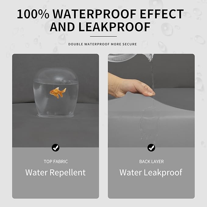 Easy-Going 100% Dual Waterproof Recliner Cover Stretch Soft Couch Cover for Dogs, Sofa Slipcover for Recliner Couch Leakproof Furniture Protector for Kids, Pets Gray