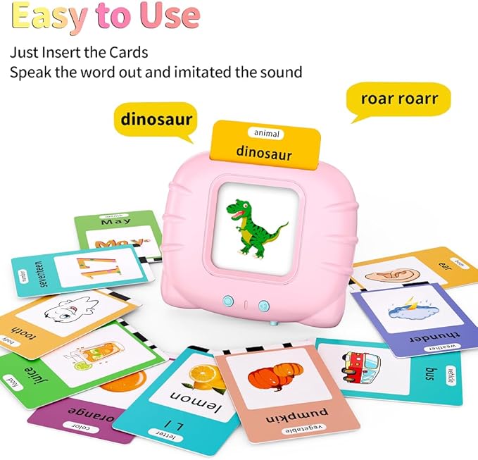 580 Pre-K Sight Words Talking Flash Cards with Dolch Words,Letters/Number(0-100), Etc, Speech Therapy, Autism Sensory Toys, Educational Learning Gifts for 3 4 5 6 Year Old Girls, Pink