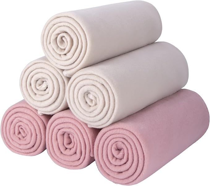 Fleece Throw Blankets 6 Pack Bulk Solid 50 x 60 inch Kids Blanket Lightweight Warm Soft for Pet Cozy Travel Blankets Airplane Small Throws Camping Gifts Cream Pink Room Decor