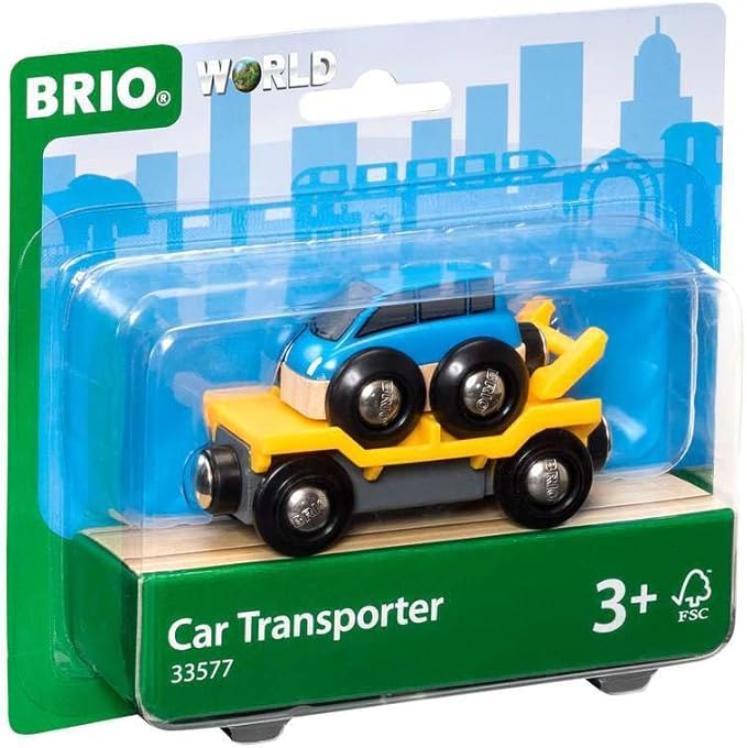 BRIO World 33577 - Car Transporter - 2 Piece Wooden Toy Train Set | Child's Imagination Igniter | FSC Certified | Ideal for Kids Ages 3+