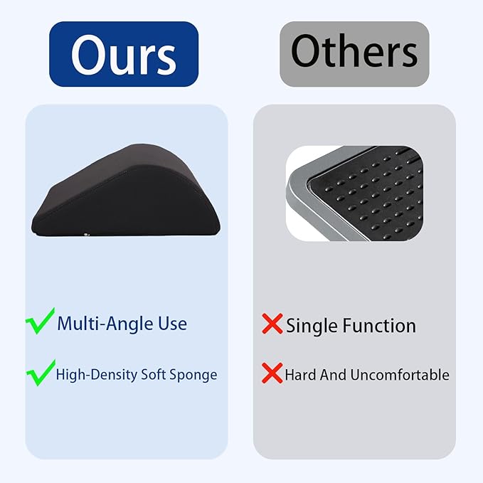 Foot Rest for Under Desk at Work Ergonomic Under Desk Footrest，Support Foot Pillow Double-Sided Footstool， for Office, Home & Gaming Leg Elevation Pillow Black