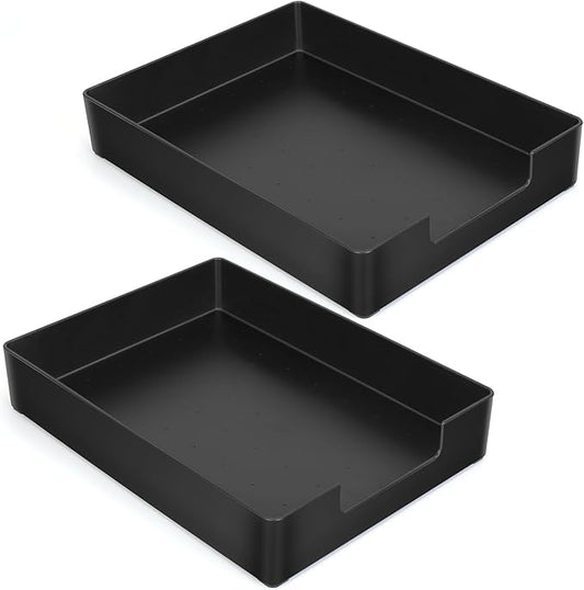 EsOfficce Letter-Size Tray, 2PCS Plastic Stackable A4 Paper Tray, Desk Drawer Organizer, Multi-use Large Storage Basket for Office Home Supplies,13 x 9.6 inch