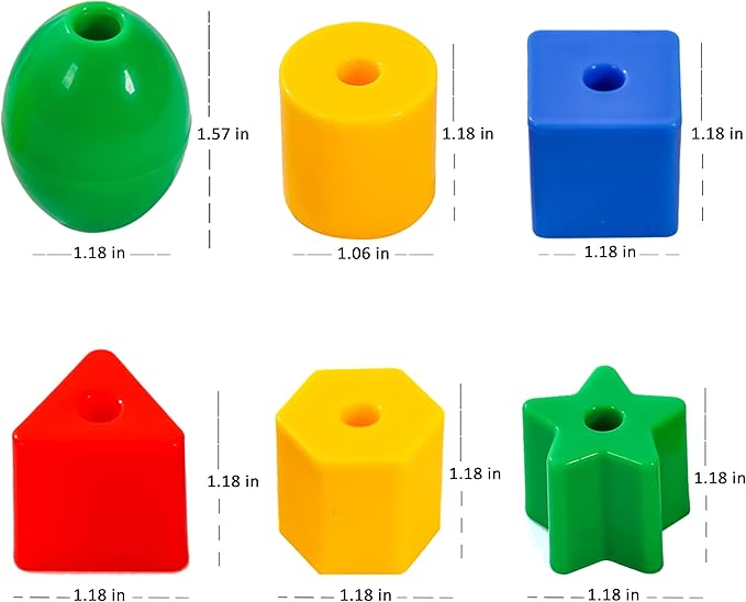 Toddler Toys - Big Lacing Beads Set for Fine Motor Skills & Hand-Eye Coordination Baby Toys - 36 Beads & 6 Strings - Color Sorting & Counting Educational Learning Toy Montessori Toys