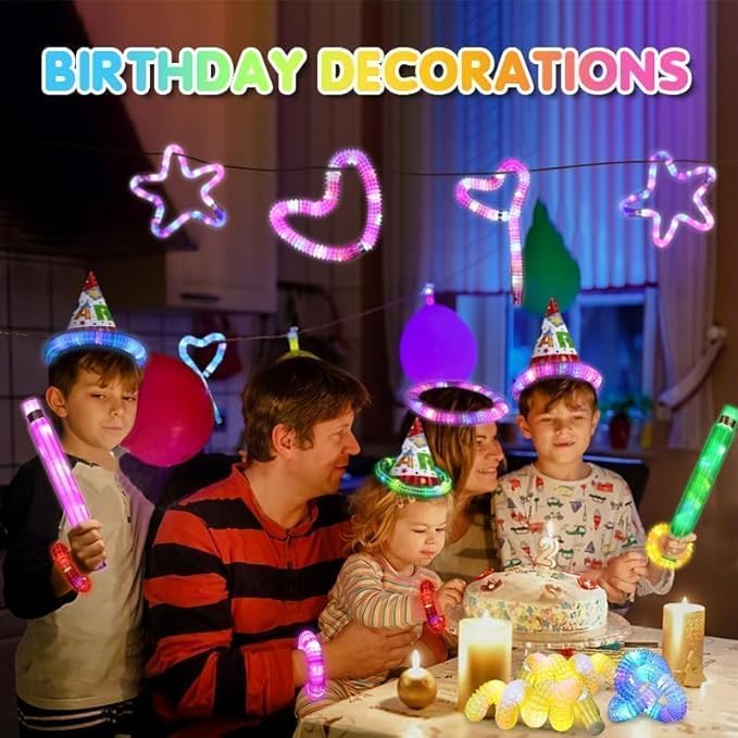 24 Pcs Glow Sticks Party Favors for Kids,Light Up Tubes Fidget Toys,Glow in The Dark Party Supplies Camping Toys, LED Bracelet Necklace Goodie Bag Stuffers Birthday Return Valentines Day Gifts