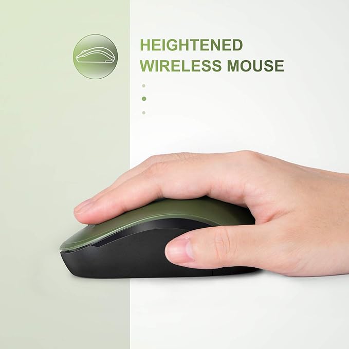 seenda Wireless Mouse, 2.4G Noiseless Mouse with USB Receiver Portable Computer Mice for PC, Tablet, Laptop, Notebook - Green & Black