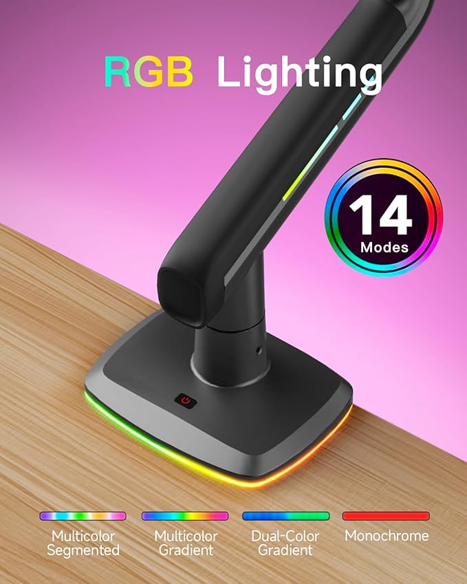 NB Gaming Monitor Arm or for 32 to 60 Inches Screen, Load up to 20 kg, VESA 75/100, RGB-Light, Heavy Duty, Multi Angle Adjustable, Premium Aluminum, Blue