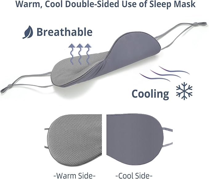 Sleeping Mask 2 Pack, Warm, Cool Double-Sided Use of Sleep Mask, Super Soft Blindfold with Adjustable Strap, Block Out Light, Comfort Sleep Eye Mask for Travel Meditation Nap