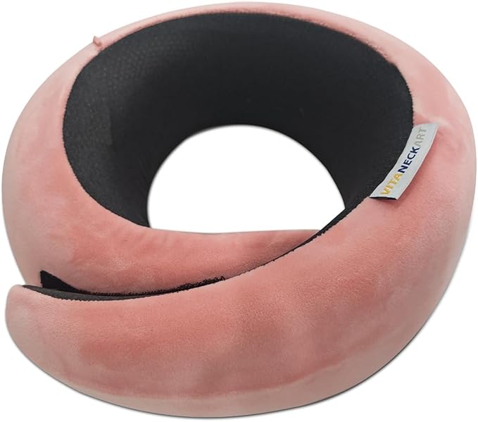VITANECKART Snail Flexible Neck Pillow, Premium Memory Foam Travel Pillow, 360°Ergonomic Design, Asymmetrical Sides, Suitable for Flight, Car, Office, Washable Pillowcase (Pink)