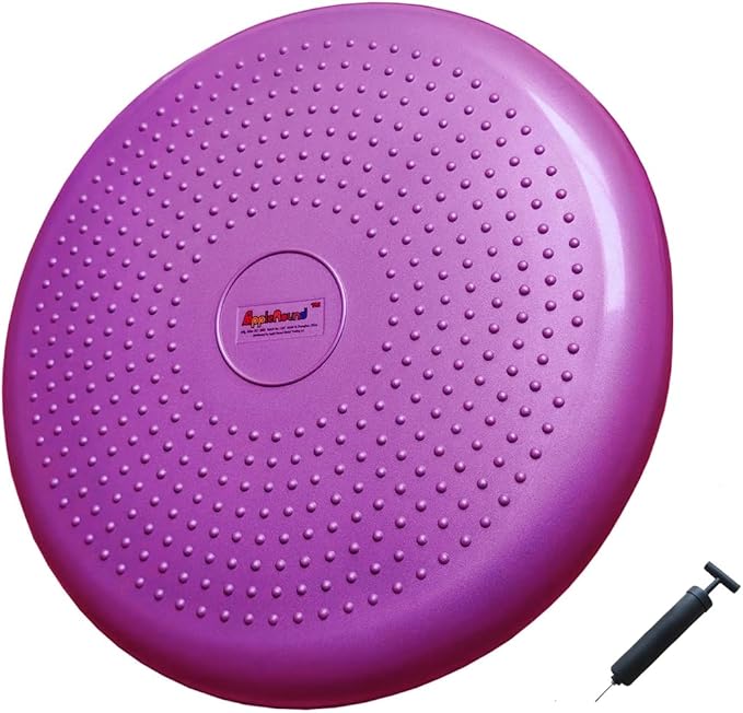 AppleRound Inflated Wobble Cushion with Hand Pump, Air Stability Board (Extra Thick), Core Balance Disc for Adults, Sensory Wiggle Seat for Kids, Flexible Seating for All Age, 13.5in / 34cm Diameter