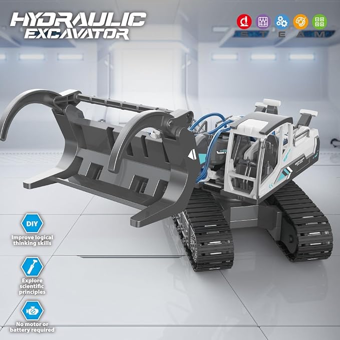 STEM Building Block Assembly Toy - Hydraulic Power Wood Loader Science Experiment Set for Boys Age 8-12 - Small Educational Toys with Powerful Learning Experience