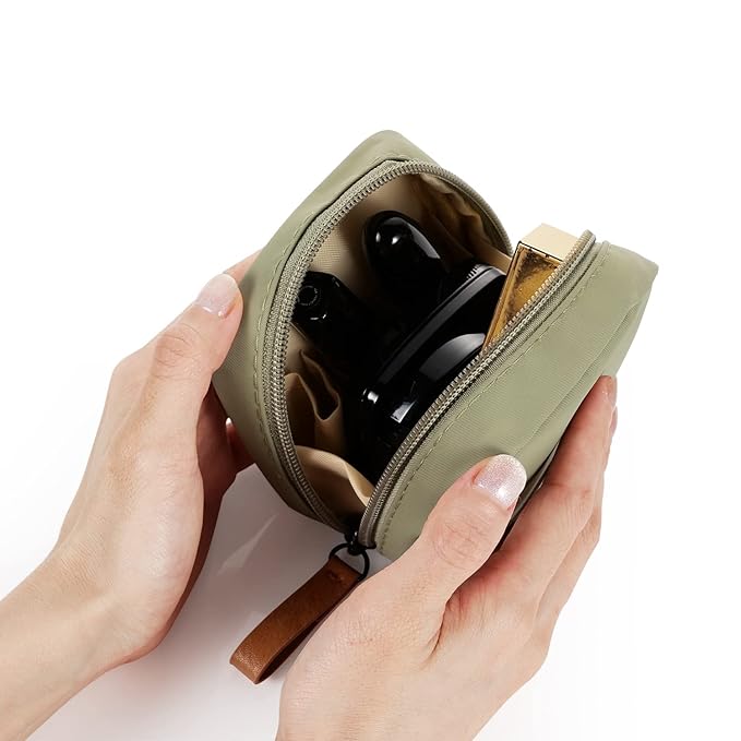 Hekyip Mini Cosmetic Bag, Travel Makeup Pouch, Portable Waterproof Cosmetic Pouch for Ladies Women, Mini(Mini Green)