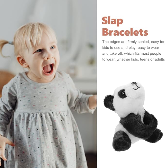 1PC Animal Slap Bracelet, Stuffed Animal Panda Snap Bracelet, Jungle Themed Slap Bracelet, Animal Plush Toys Party Favors for Kids Boys Girls…