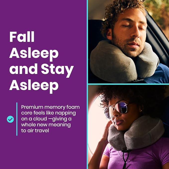 Cabeau Neck Pillow for Airplane Travel – Evolution Classic – Memory Foam U Shaped Design – Supportive for Sleeping with Adjustable Support Clasp (Midnight Black)